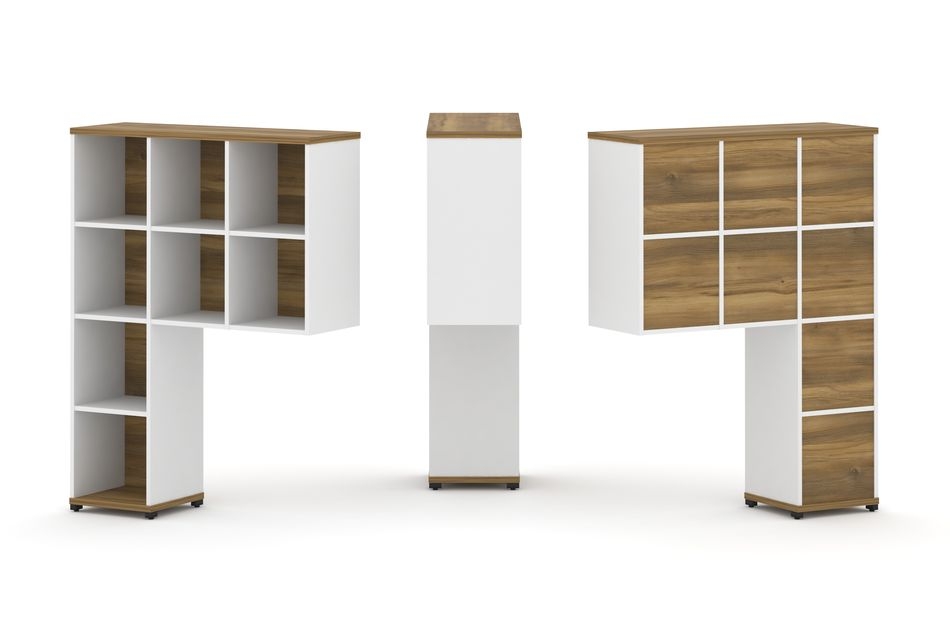 Надставка на стол высокая односторонняя + задняя стенка (8 шт.) CONCEPT CN.ONV-001 Сандал Янтарный Белый бриллиант Черный металл