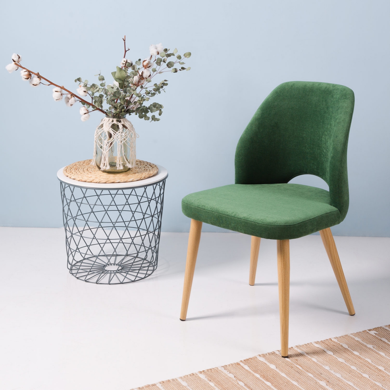 Стул Ledger green grass/нат.дуб