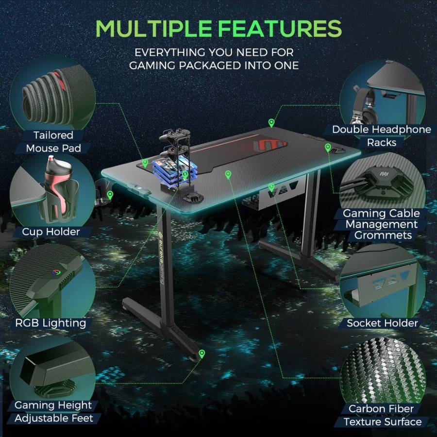 Геймерский стол с RGB подсветкой Eureka GIP 44