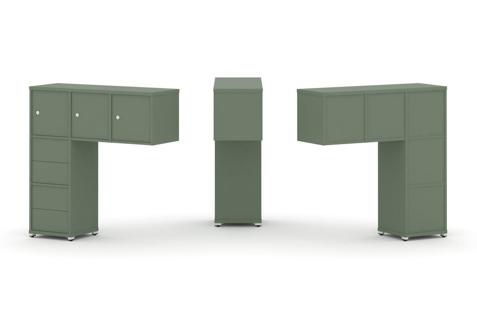 Надставка на стол низкая односторонняя + задняя стенка (5шт.) + блок с 2-мя ящиками (2шт.) + распашной фасад (3 шт.) CONCEPT CN.ONN-005 Кобо Белый металл