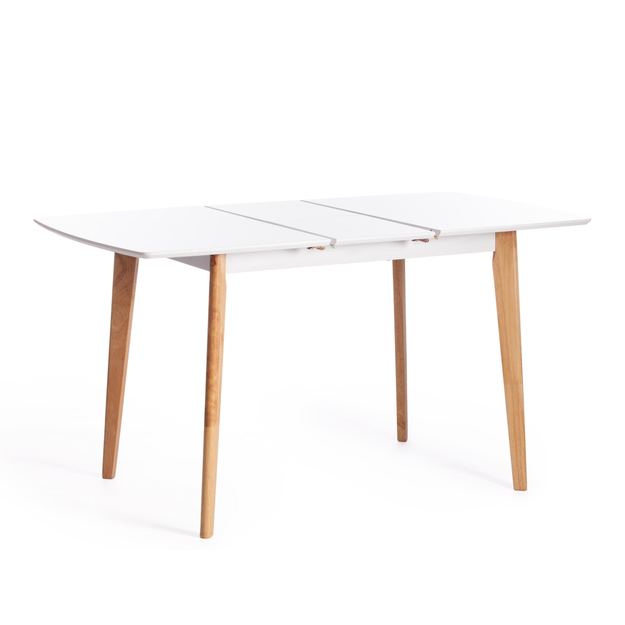 Стол обеденный раскладной Claire дерево гевея, МДФ, 110+30 x 75 x 75см, White (Белый) / Natural (натуральный)