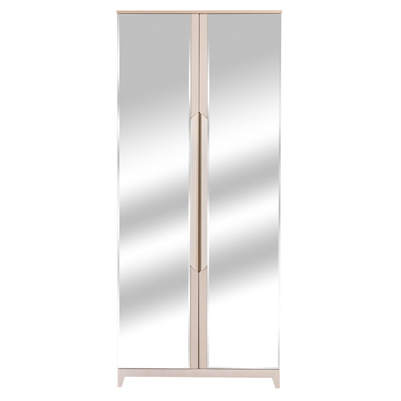 Шкаф двухстворчатый Сканди с зеркалами Жемчужно-белый