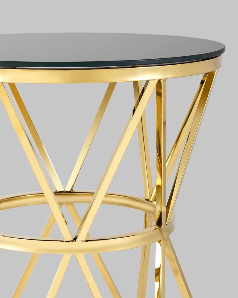 Журнальный стол ВИВА 50x50 Золото (стекло черное)