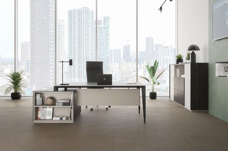 Комплект мебели для кабинета руководителя Atlas №04 Бренсон Трюфель Серый камень Антрацит