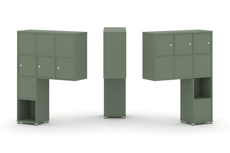 Надставка на стол высокая двухсторонняя + задняя стенка (8 шт.) + распашной фасад (6 шт.) CONCEPT CN.DNV-009 Кобо Белый металл