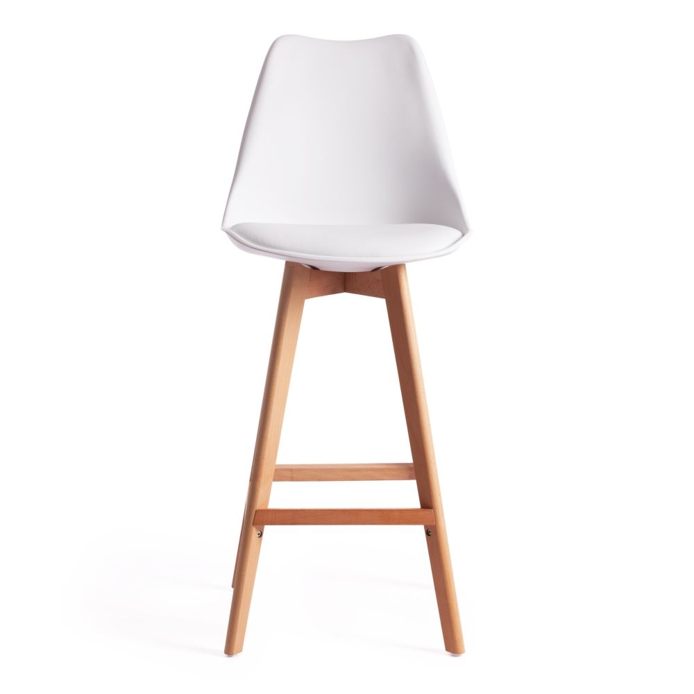 Стул барный TULIP BAR (mod. C1014H) / 1 шт. в упаковке пластик/дерево, 57 х 48 х 104 см, белый 018 /натуральный