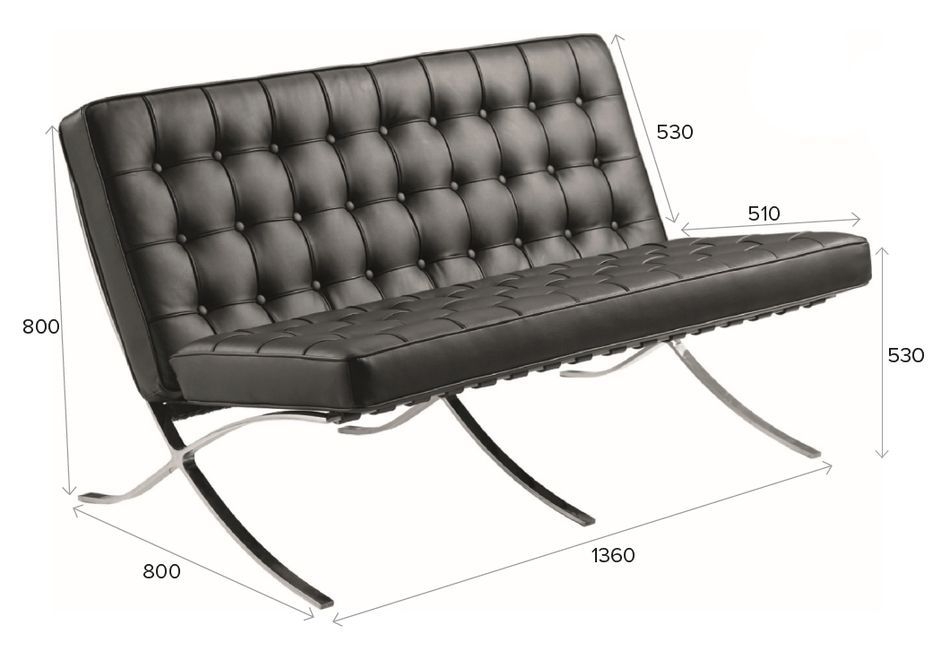 Диван двухместный Everprof Barcelona - 2 экокожа Черный