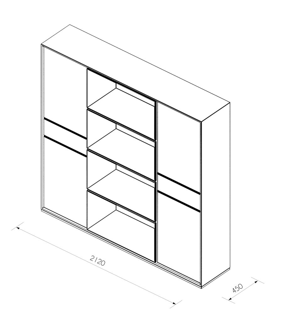 Шкаф высокий трехсекционный QUARTZ QZ.0303.BW.GF