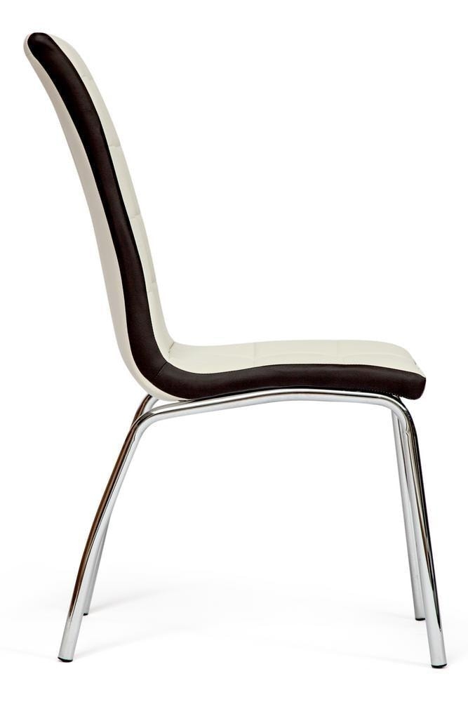 Стул ALESSI ( mod.36 ) металл/экокожа, 42 х 65 х 101 х 49 см, слоновая кость/темно-коричневый (окантовка)/хром