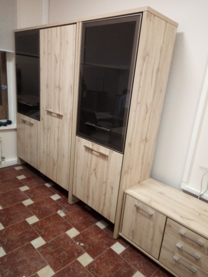 Стеллаж двухсекционный Торстон Т-32-03 л/пр Дуб Вотан Антрацит