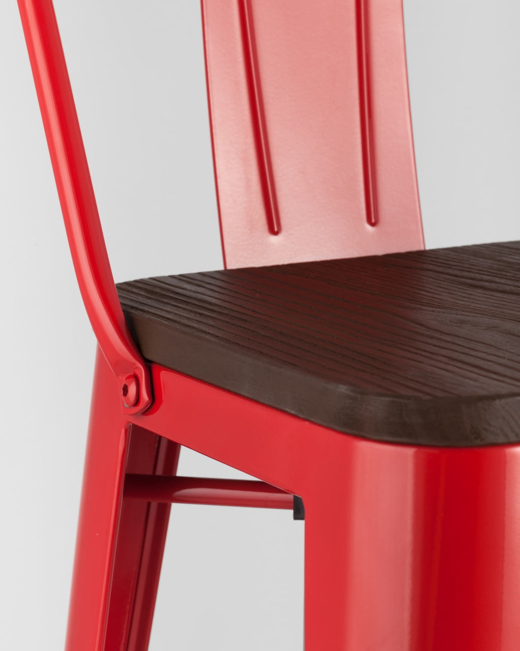 Стул барный Tolix Wood 75.5  со спинкой Красный