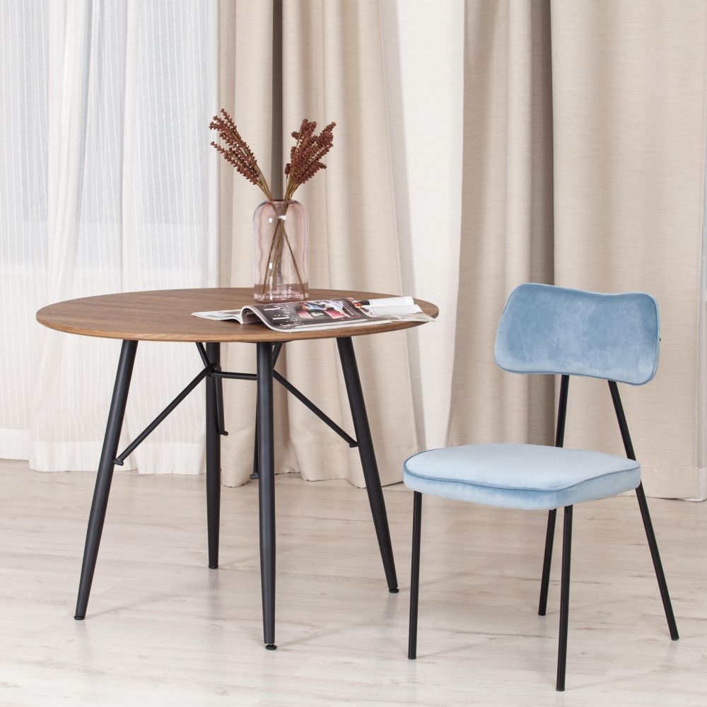 Стул SILVIA (mod. 0139124) / 1 шт. в упаковке металл/вельвет, 46,5х59х82,5 см, голубой S108 (SILVER BLUE 74)/черный