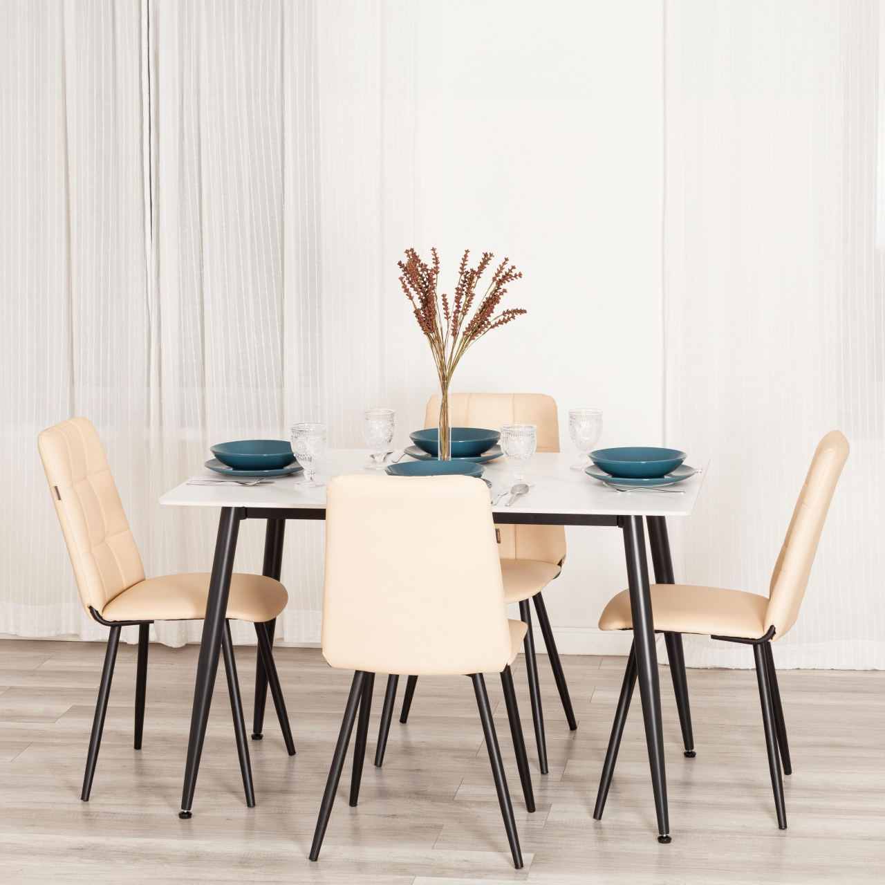 Стул обеденный Asti TREND, экокожа, бежевая, 47х54х86 см