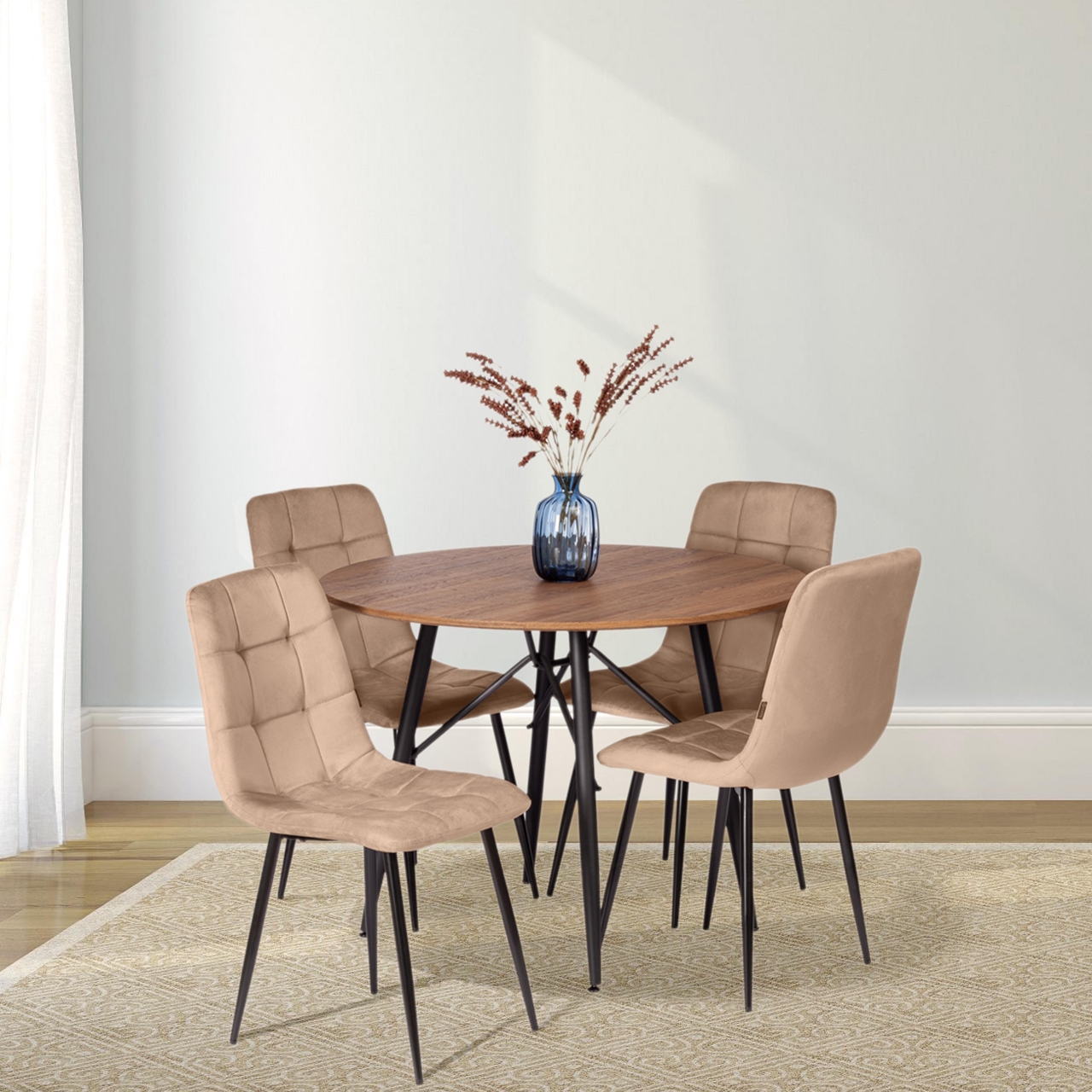 Стул CHILLY (mod. JSC-220) Велюр/металл , 44,5х52,5х88 см, Beige (бежевый) HLR8 / черный