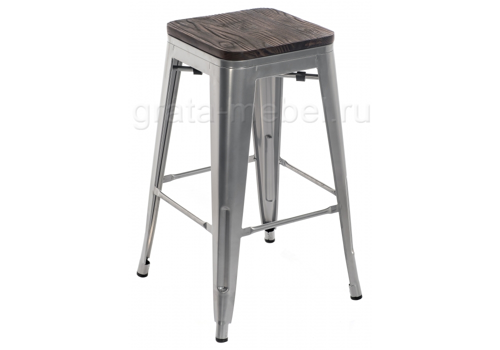 Барный стул Tolix Bar wood CColl T-2103B-26 alum / brown walnut