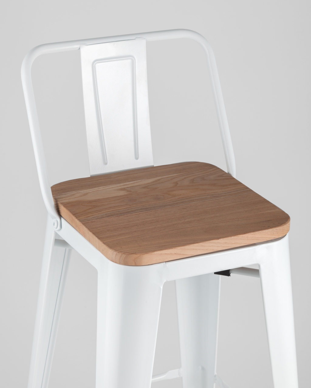 Стул барный Tolix Wood 75.5  со спинкой Белый