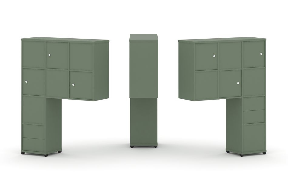 Надставка на стол высокая двухсторонняя + задняя стенка (8 шт.) + блок с 2-мя ящиками (2 шт.) + распашной фасад (6 шт.) CONCEPT CN.DNV-004 Кобо Черный металл