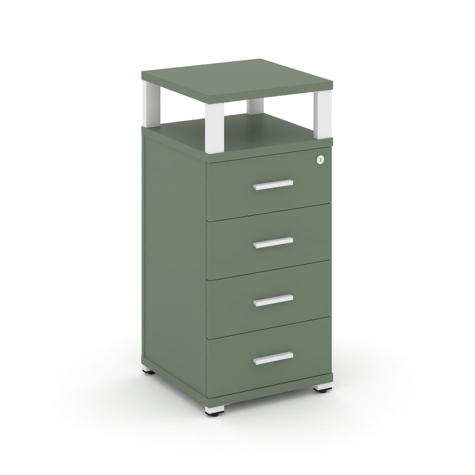 Тумба приставная с 4-мя ящиками и надставкой CONCEPT CN.TUO-003 B/W Кобо Белый