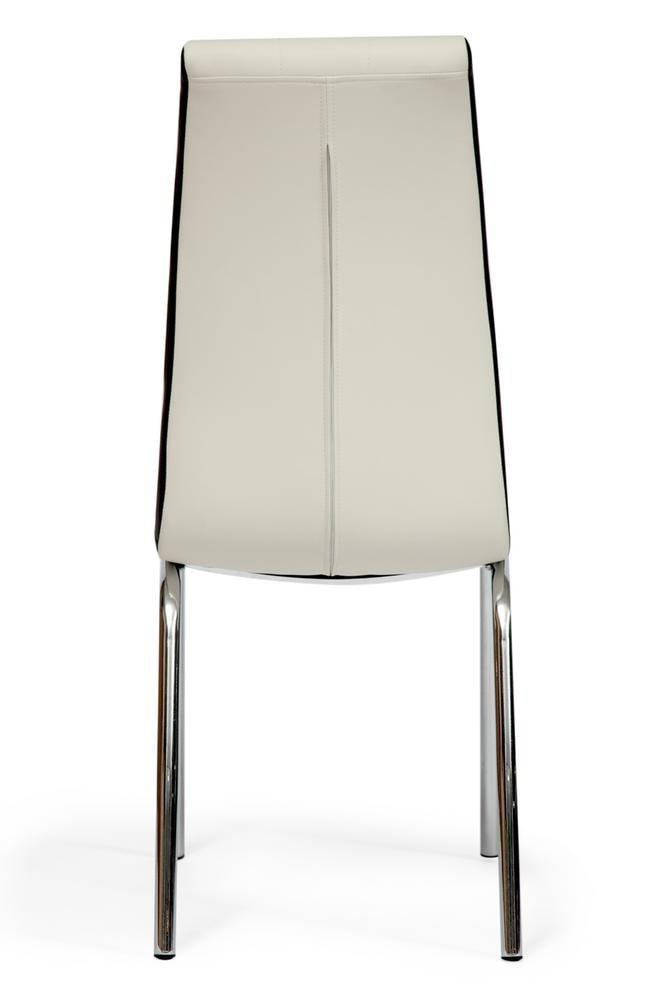 Стул ALESSI ( mod.36 ) металл/экокожа, 42 х 65 х 101 х 49 см, слоновая кость/темно-коричневый (окантовка)/хром