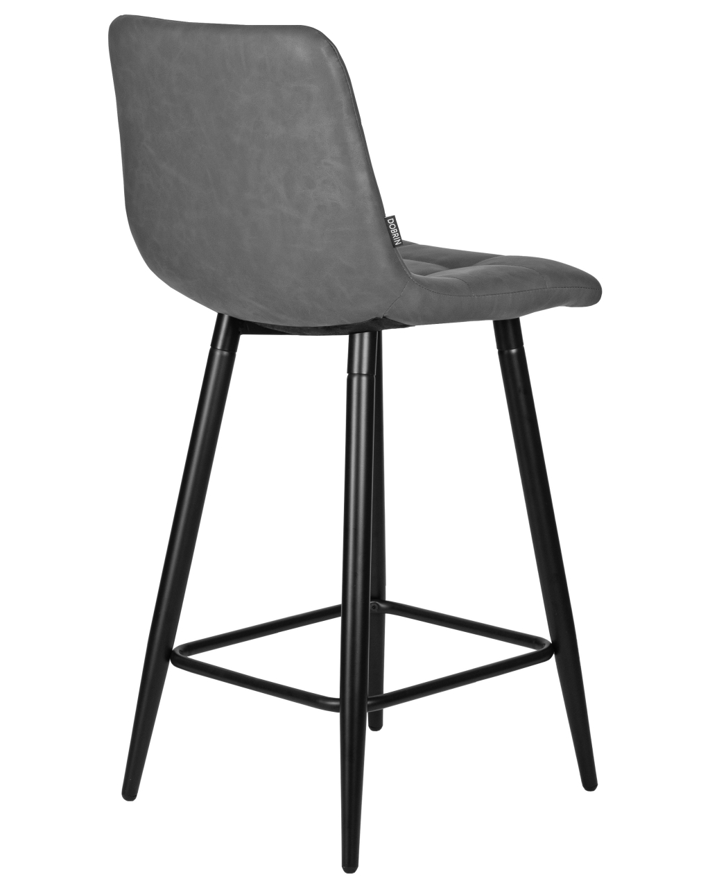 Стул полубарный DOBRIN OLIVIA (черные матовые ножки, серая антрацитовая винтажная экокожа (RU-08))