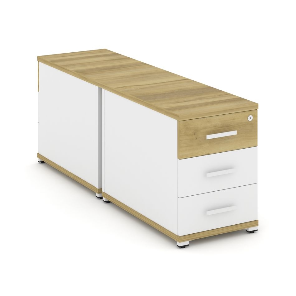 Тумба двухсторонняя опорная приставная с 3-мя ящиками CONCEPT CN.DTGO-001 B/W Дуб Винченцо Белый бриллиант Белый