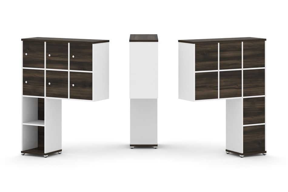 Надставка на стол высокая односторонняя + задняя стенка (8 шт.) + распашной фасад (6 шт.) CONCEPT CN.ONV-008 Дуб Мали Белый бриллиант Белый металл