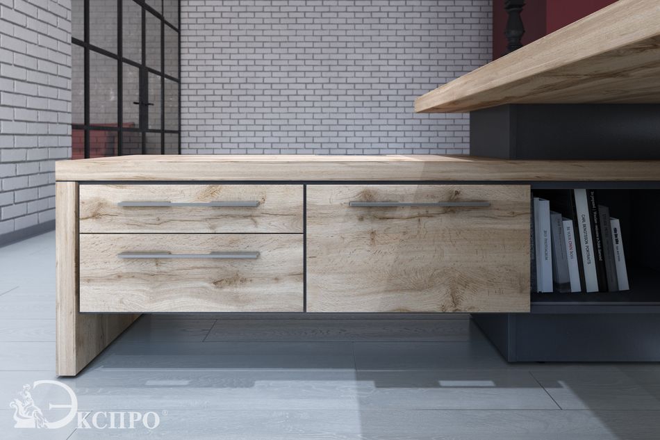 Комплект мебели для кабинета руководителя Торстон 04 Дуб Вотан Антрацит