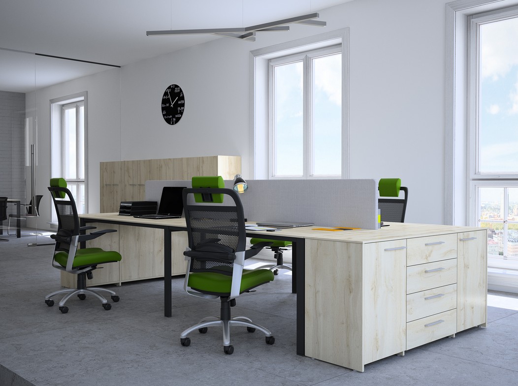 Стол с двумя кабель-каналами Саньяна N-22 Дуб Вотан