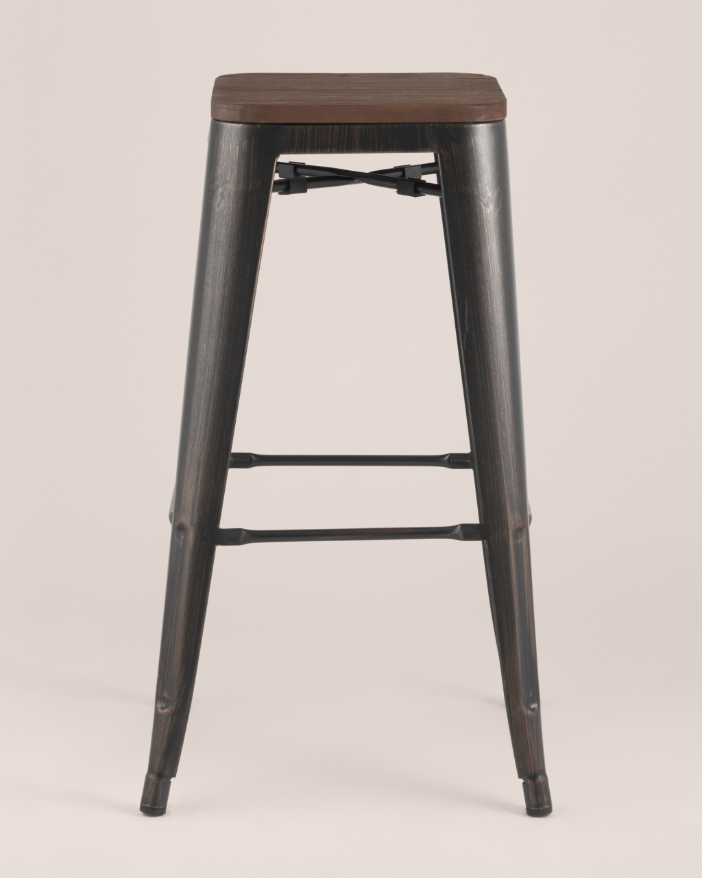 Стул барный TOLIX  WOOD Черная патина с золотом