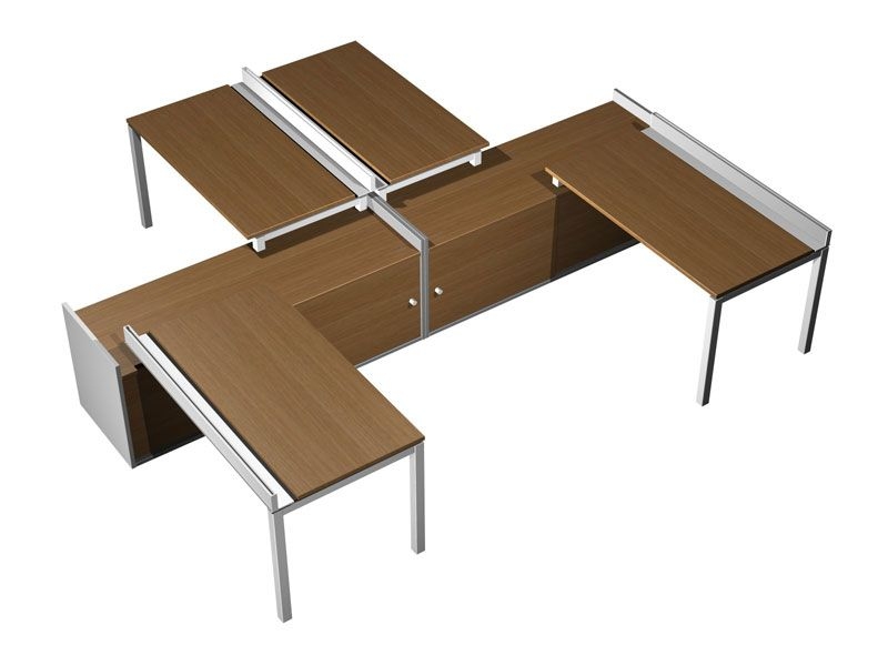 Рабочая станция (4x120) с ProSystem на 2-x опорных тумбах-купе Profiquadro КВ 0182 БН Орех ногаро/белый премиум