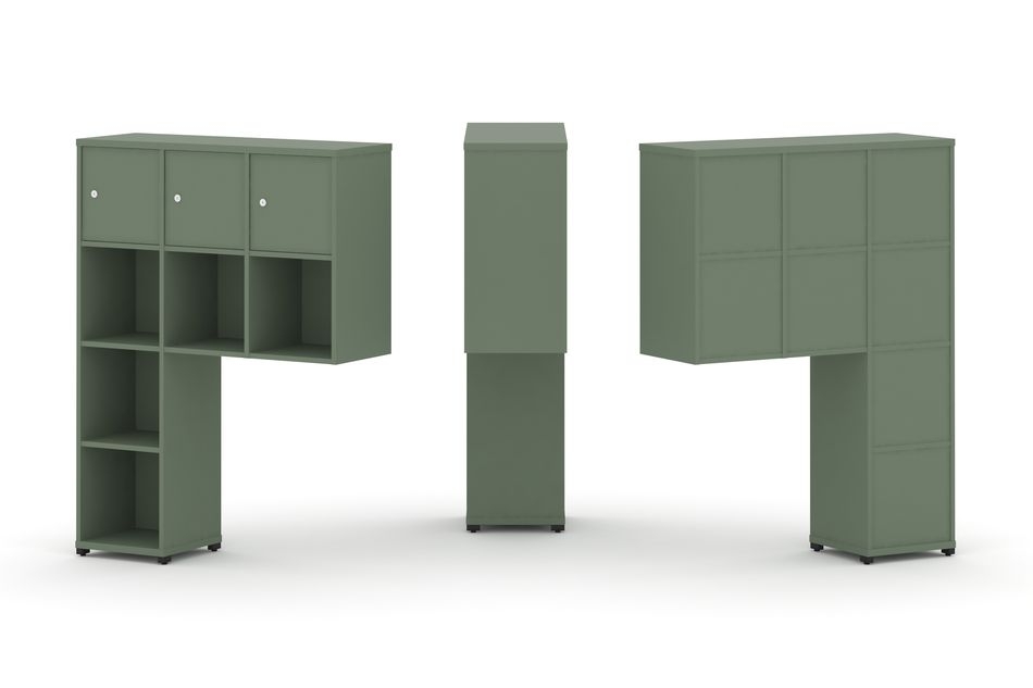 Надставка на стол высокая односторонняя + задняя стенка (8 шт.) + распашной фасад (3 шт.) CONCEPT CN.ONV-003 Кобо Черный металл