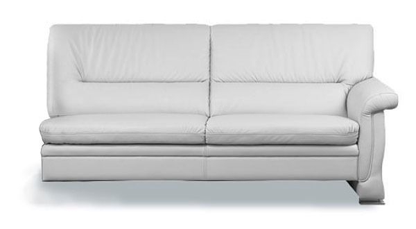 Секция трехместная с левым подлокотником Мальта хром 3Б Белая (кожа)