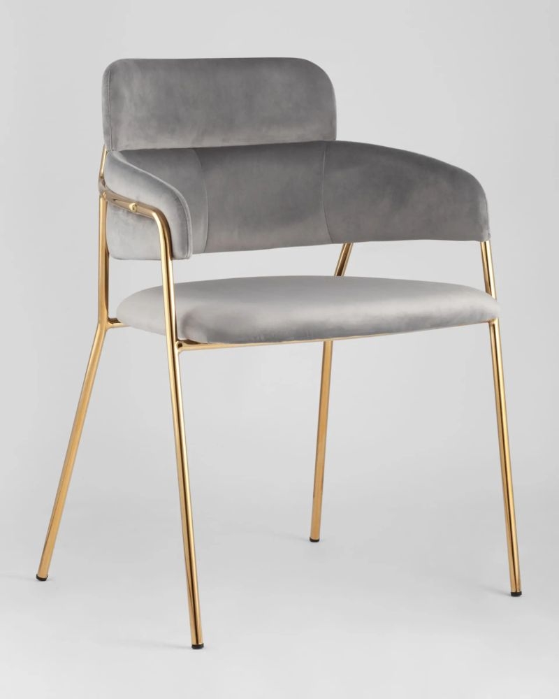 Стул Полин светло-серый 2 шт. с золотыми ножками