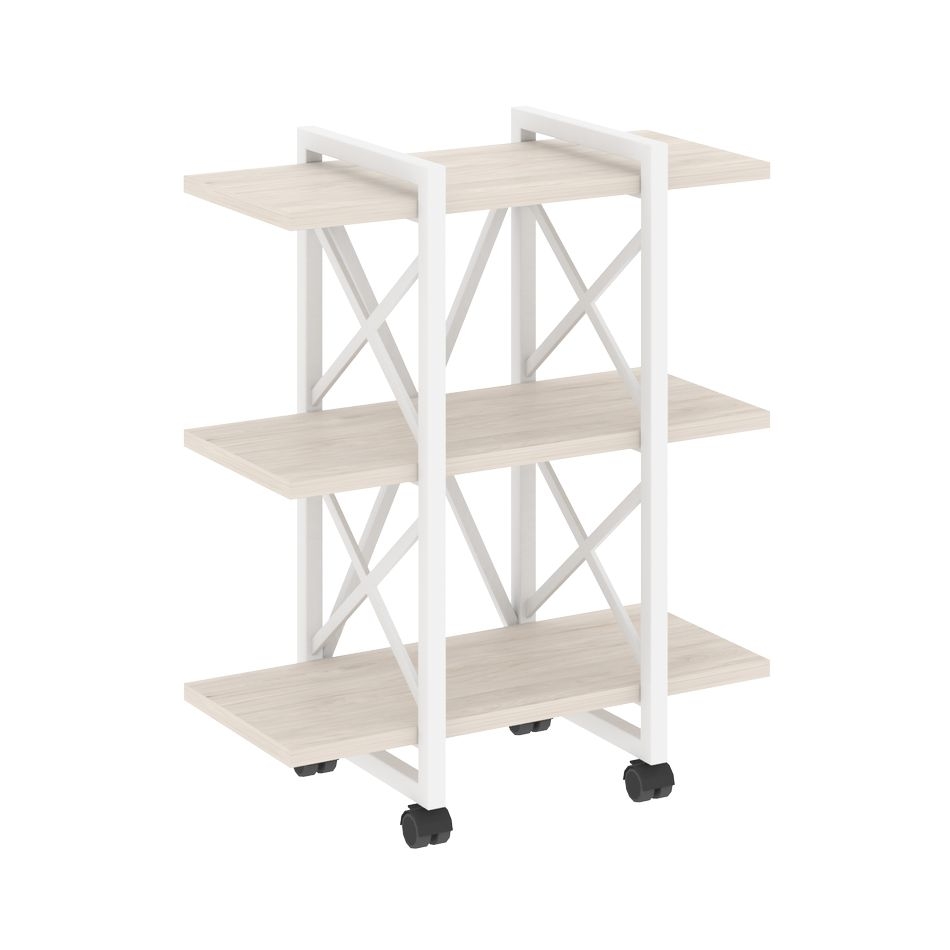 Стеллаж на колесных опорах - 3 полки LOFT  VR.L-MST.K-3.4V Металл белый Денвер светлый