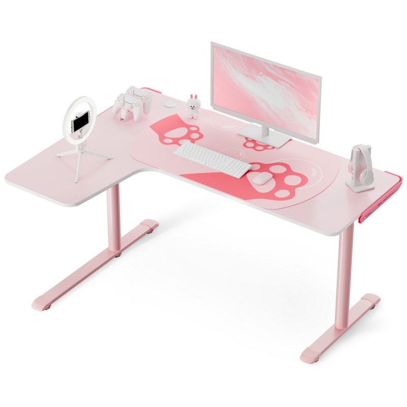 Стол письменный (для компьютера) угловой EUREKA ERK-L60L-PK-V2 (левый), розовый