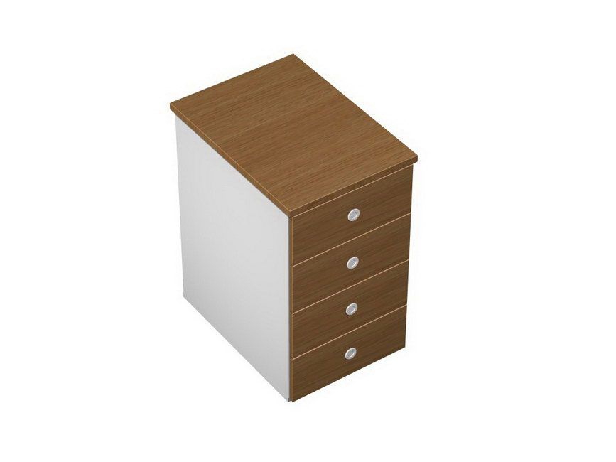 Тумба приставная 4-ящичная с замком Profiquadro КВ 212 Орех ногаро/белый премиум