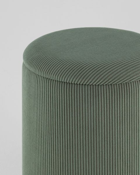 Пуф Эмили с ящиком серебро вельвет зеленый