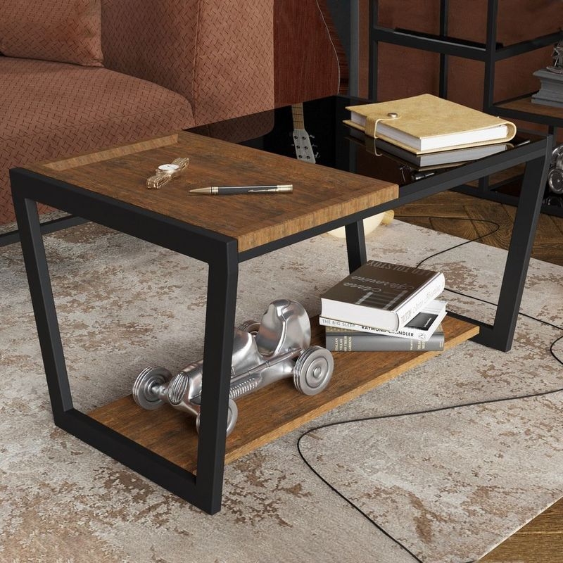 Стол журнальный Трисс Дуб американский / Черная лакобель / Черный