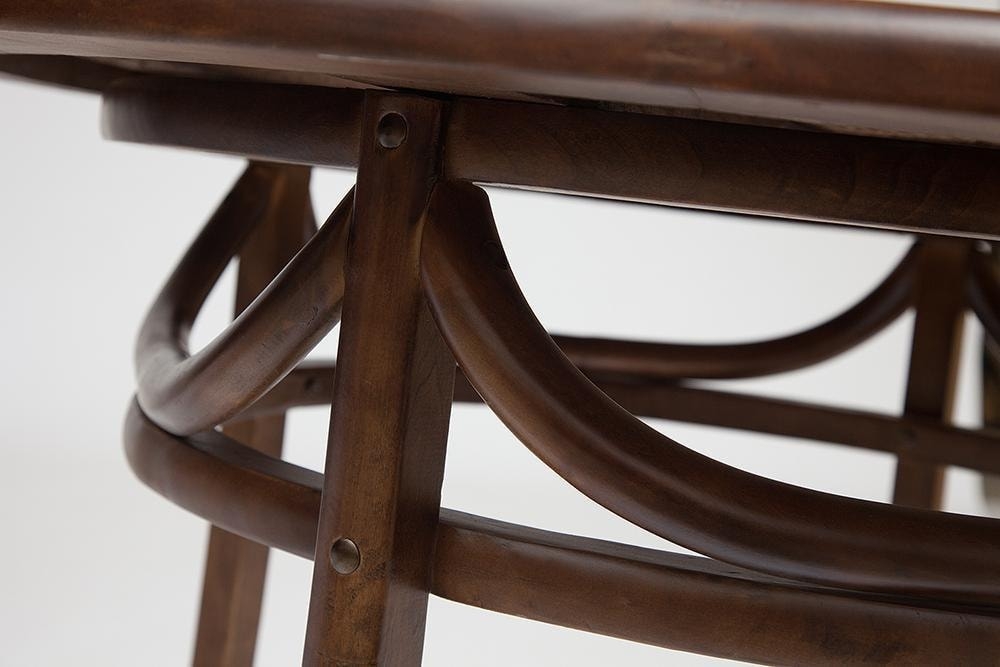 Стол THONET(mod.T9032-100) дерево береза/стекло, диаметр 100 см, высота 76 см, Темный Орех