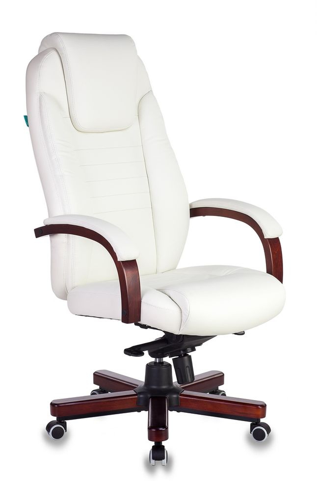 Кресло руководителя кожаное Бюрократ T-9923WALNUT/IVORY