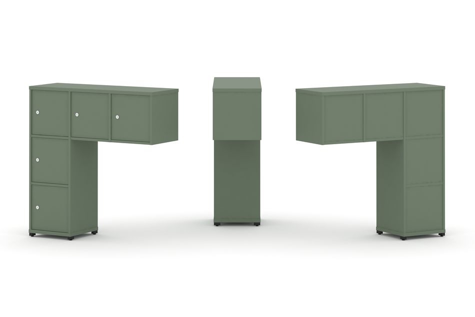 Надставка на стол низкая односторонняя + задняя стенка (5 шт.) + распашной фасад (5 шт.) CONCEPT CN.ONN-007 Кобо Черный металл