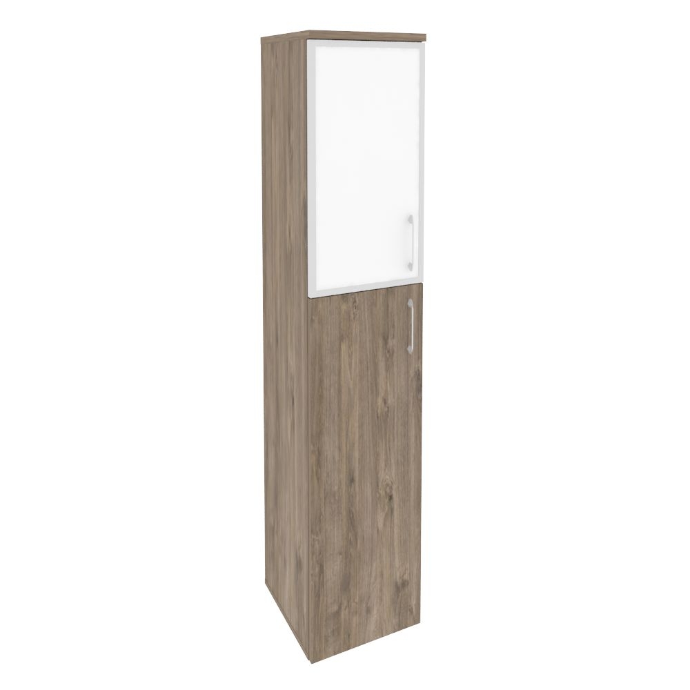 Шкаф высокий узкий левый ONIX O.SU-1.7R(L) white Тиквуд Темный