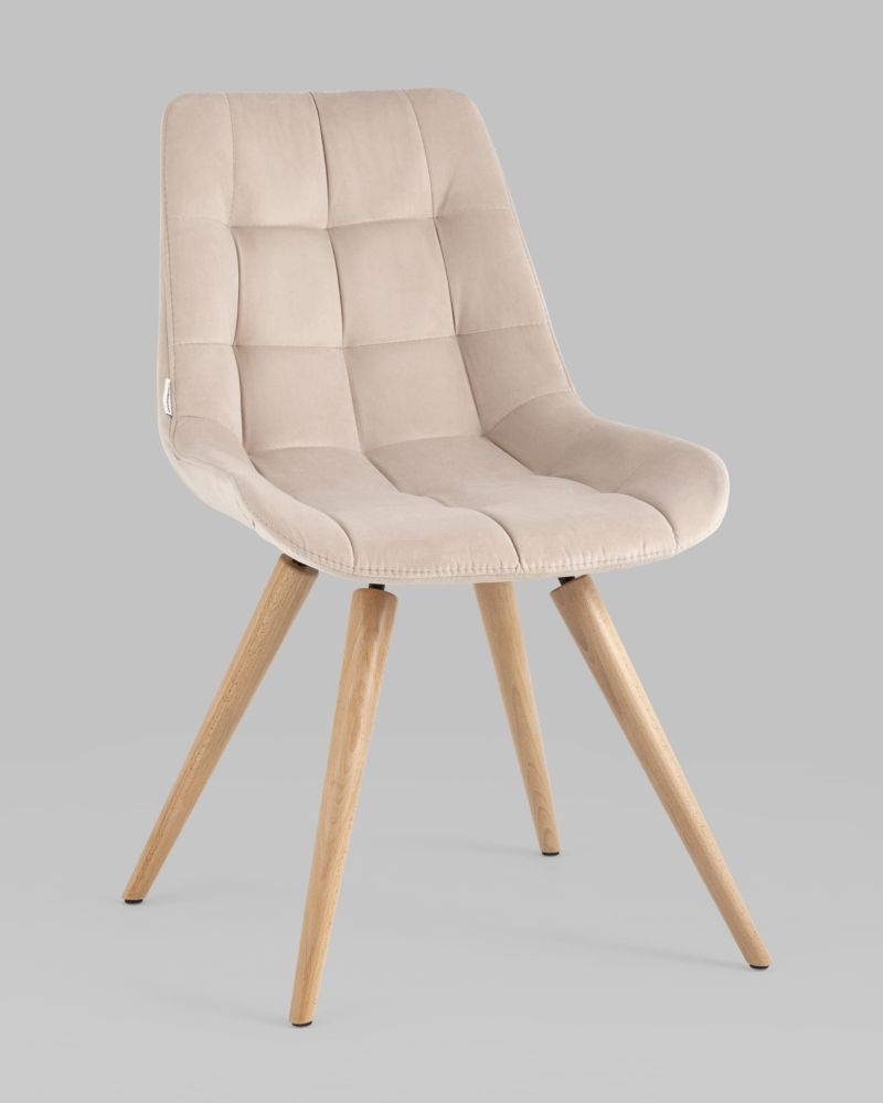 Стул Флекс на деревянных ножках велюр Бежевый