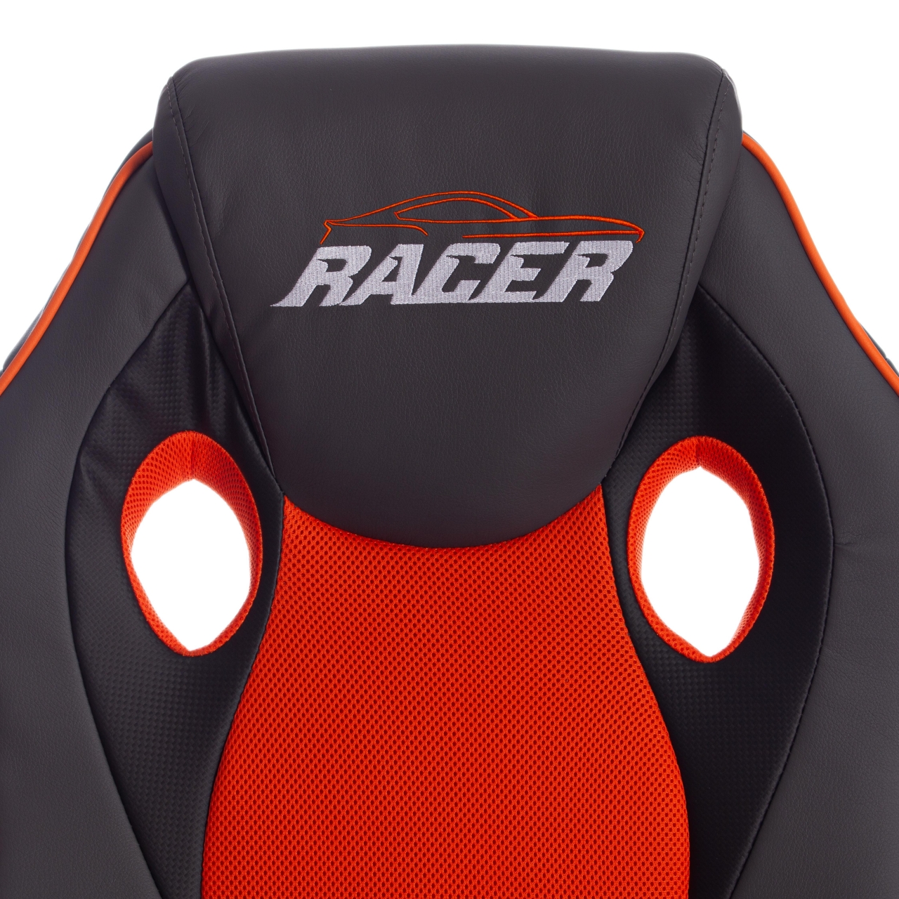 Кресло RACER кож/зам/ткань, металлик/оранжевый, 36/07