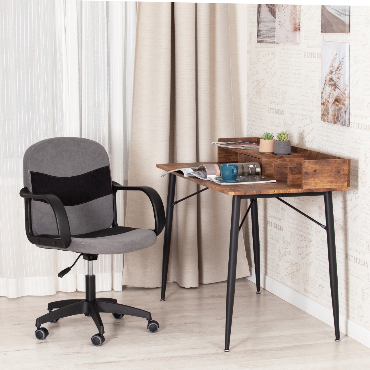 Кресло BAGGI PA флок , серый/черный, 29/35