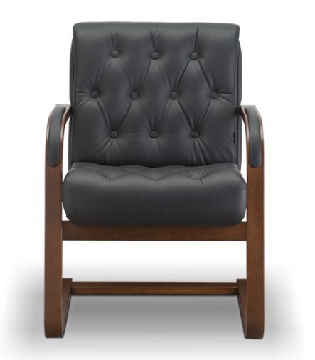 Кресло со средней спинкой на полозьях Роял D40 Черное