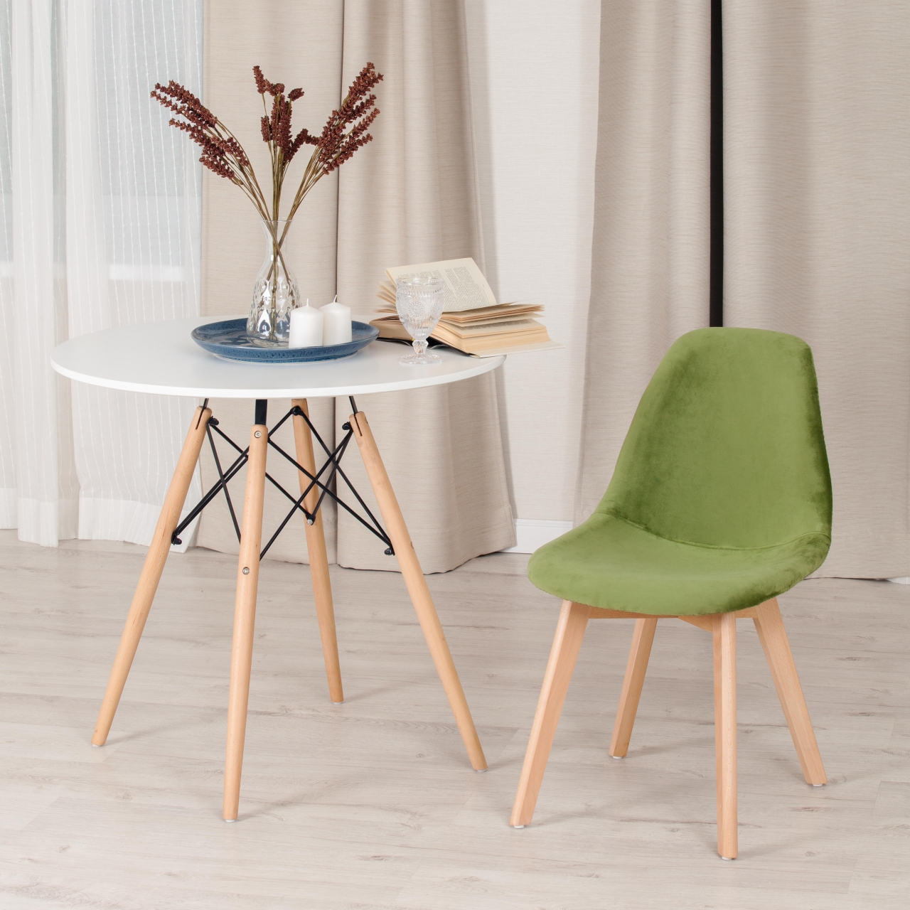 Стул CINDY SOFT (mod. C1021F1) Зеленый (HLR 54)/натуральный