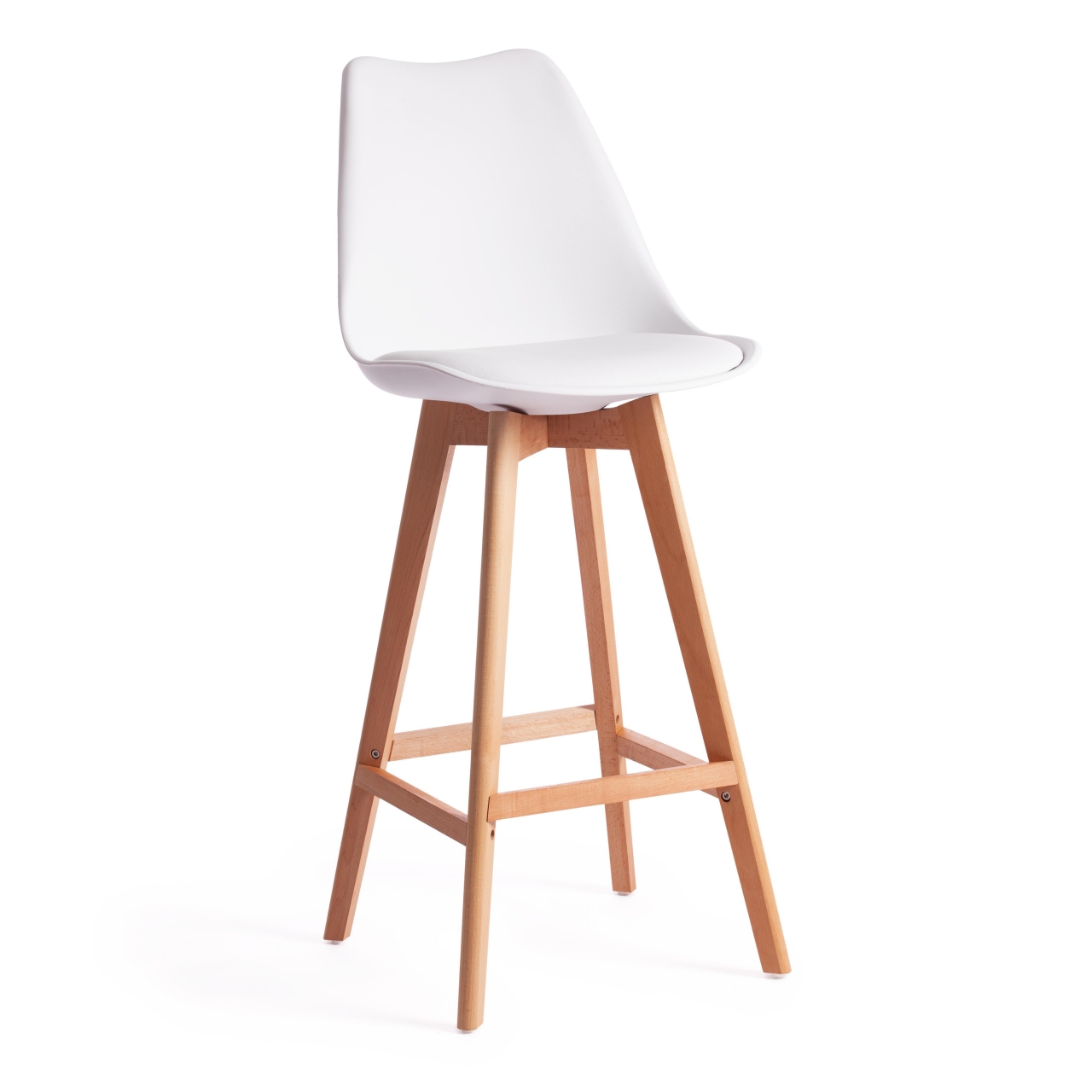 Стул барный TULIP BAR (mod. C1014H-1) пластик/дерево, 42 х 47,5 х 104 см, White (Белый) 70029/ натуральный