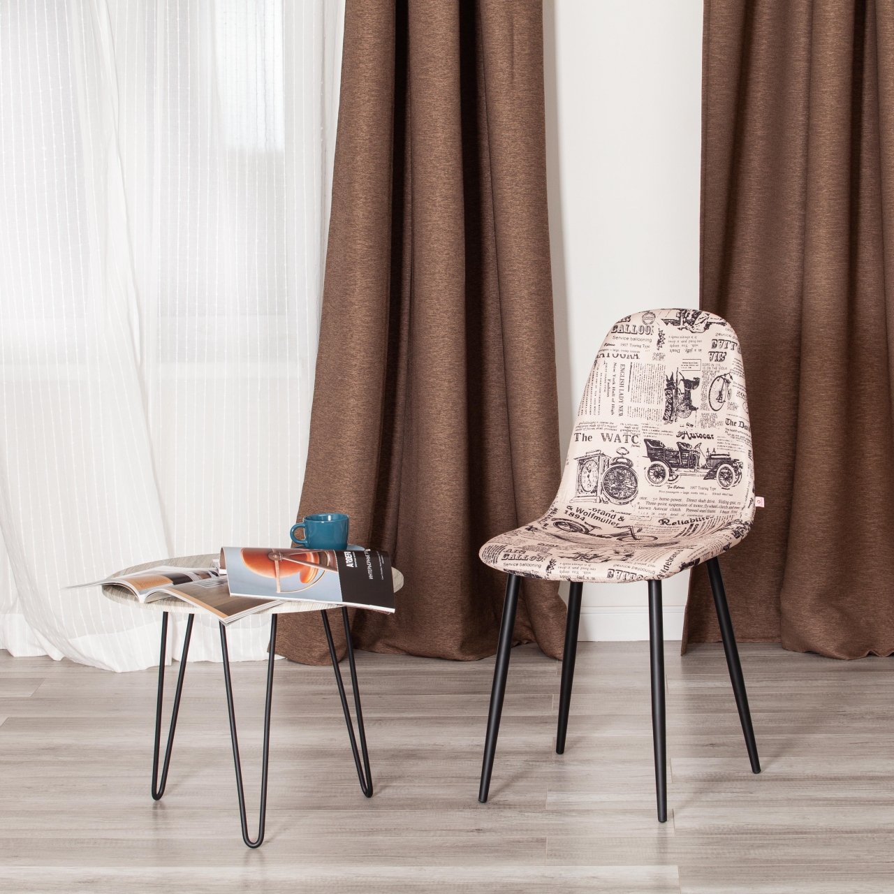 Стул ALLEN ( mod. DС409 ) металл/ткань, 42 х 54 х 82 х 46 см, черно-белый принт 