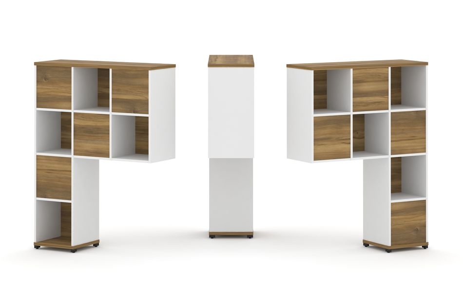 Надставка на стол высокая двухсторонняя + задняя стенка (8 шт.) CONCEPT CN.DNV-001 Сандал Янтарный Белый бриллиант Черный металл